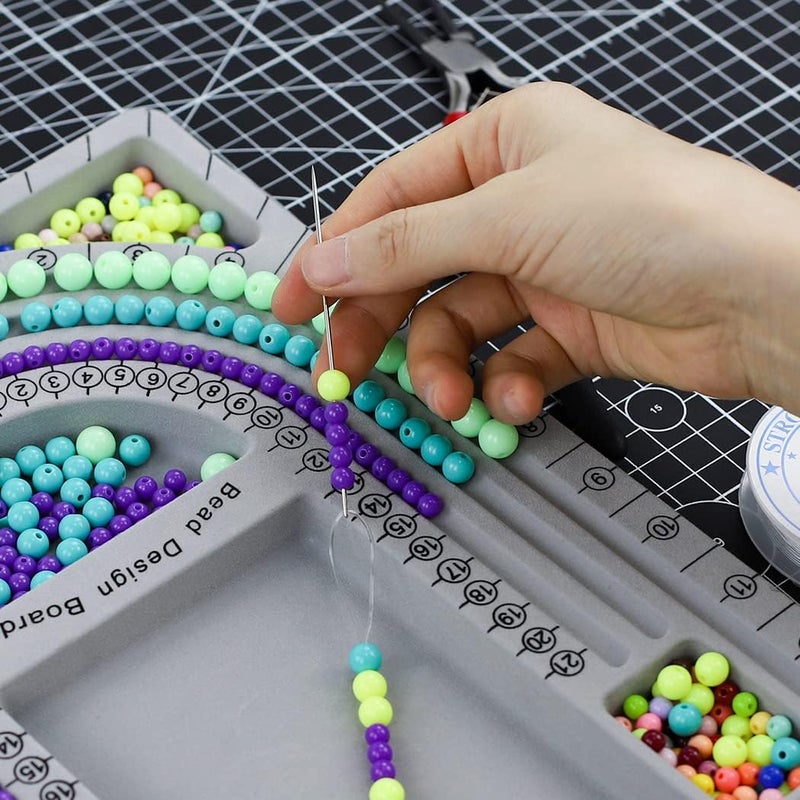 tooltos Bead Boards Jewelry Making Supplies for Adult Bead Tray Necklace Design Board Bead Bracelet Making Kit Jewelry Repair Kit Beading Supplies Beading Mat Jewelry Tools with Pliers - Image 4